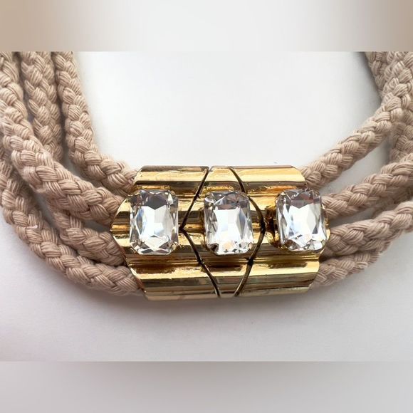 Necklace designed with rope and faux stone - Picture 3 of 5